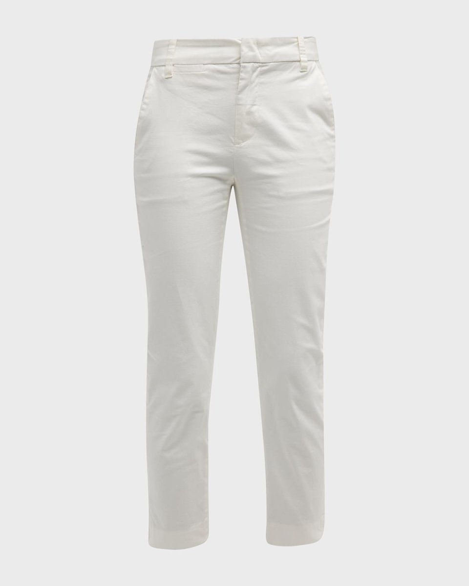 Coin-Pocket Straight-Leg Cropped Chino Pants